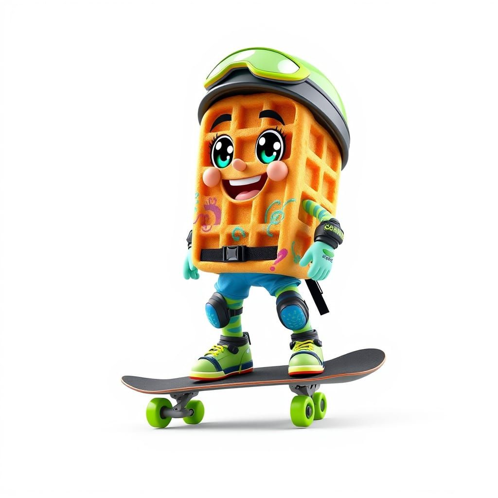 Vibrant Waffle Skateboarder Ready for Competition