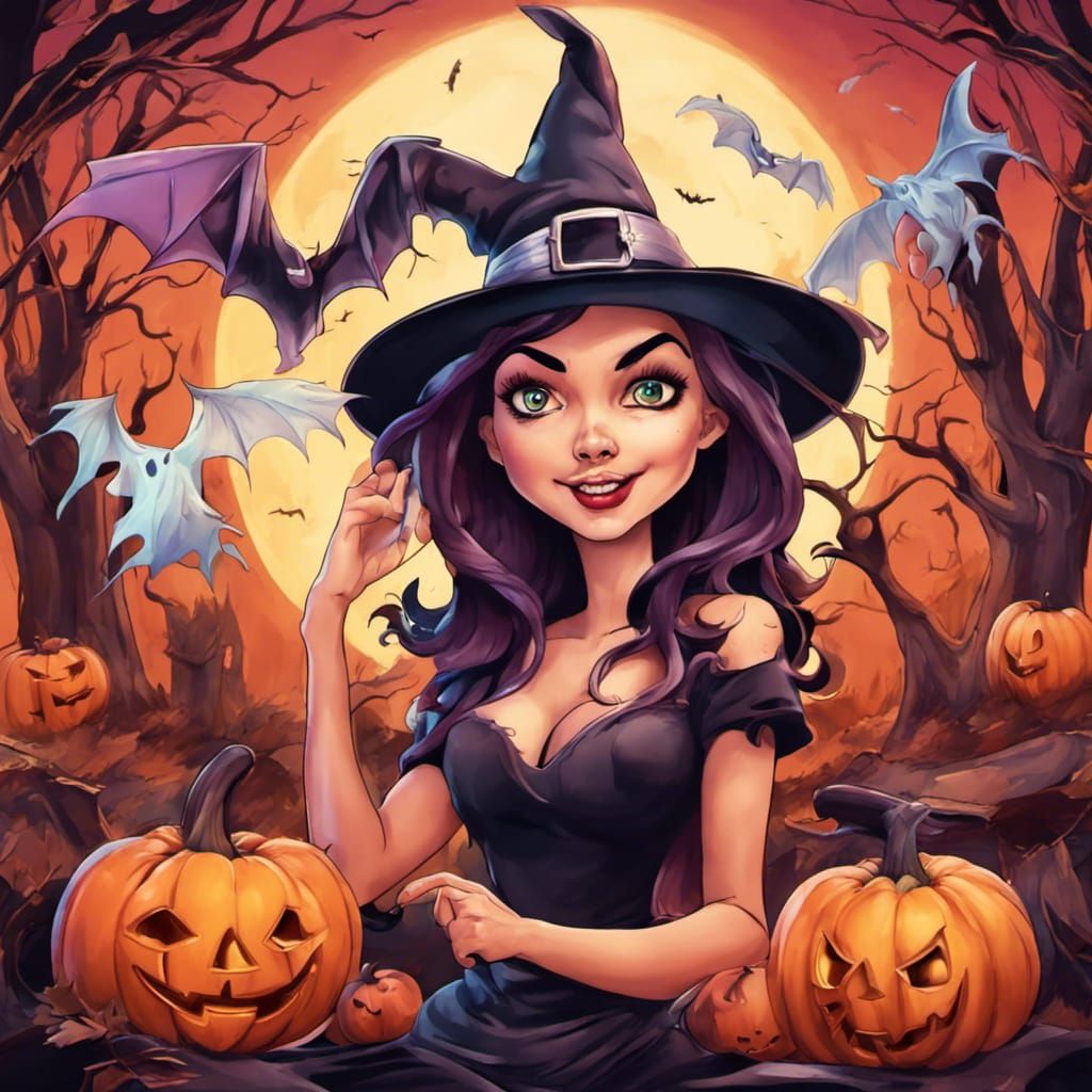 Halloween Witches' Delight Coloring Page: Splash Art