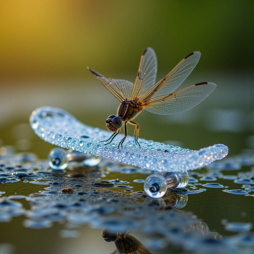 Dragonfly's Delicate Landing on Glass Skateboard