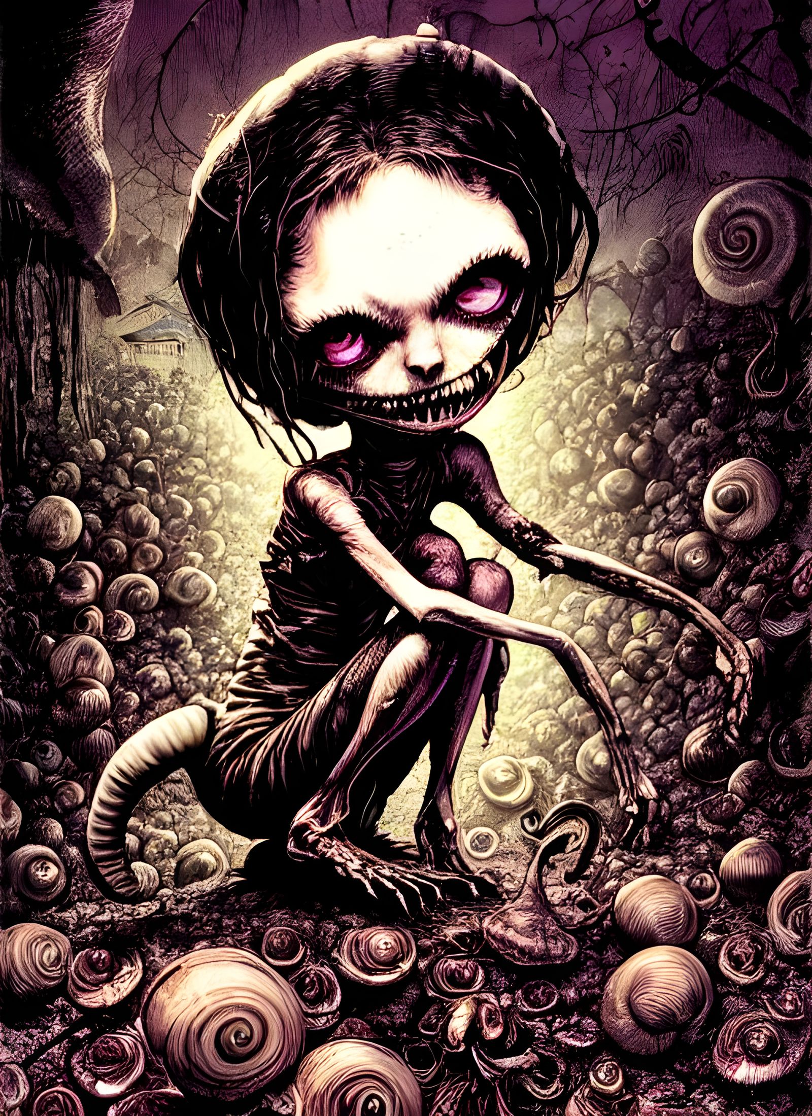 Chibi Snail Girl: Sinister Horror Cartoon