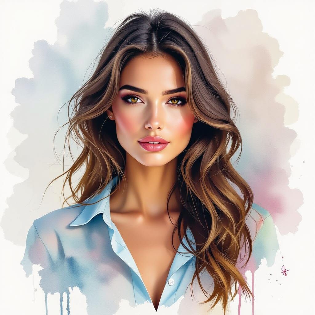 Expressive Watercolor Fusion in Ethereal Style