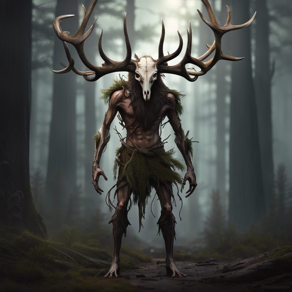 Terrifying Forest Guardian with Elk Skull Head
