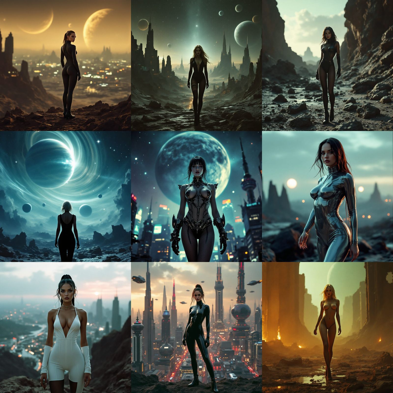 Cinematic Film Still: Woman Among Planets