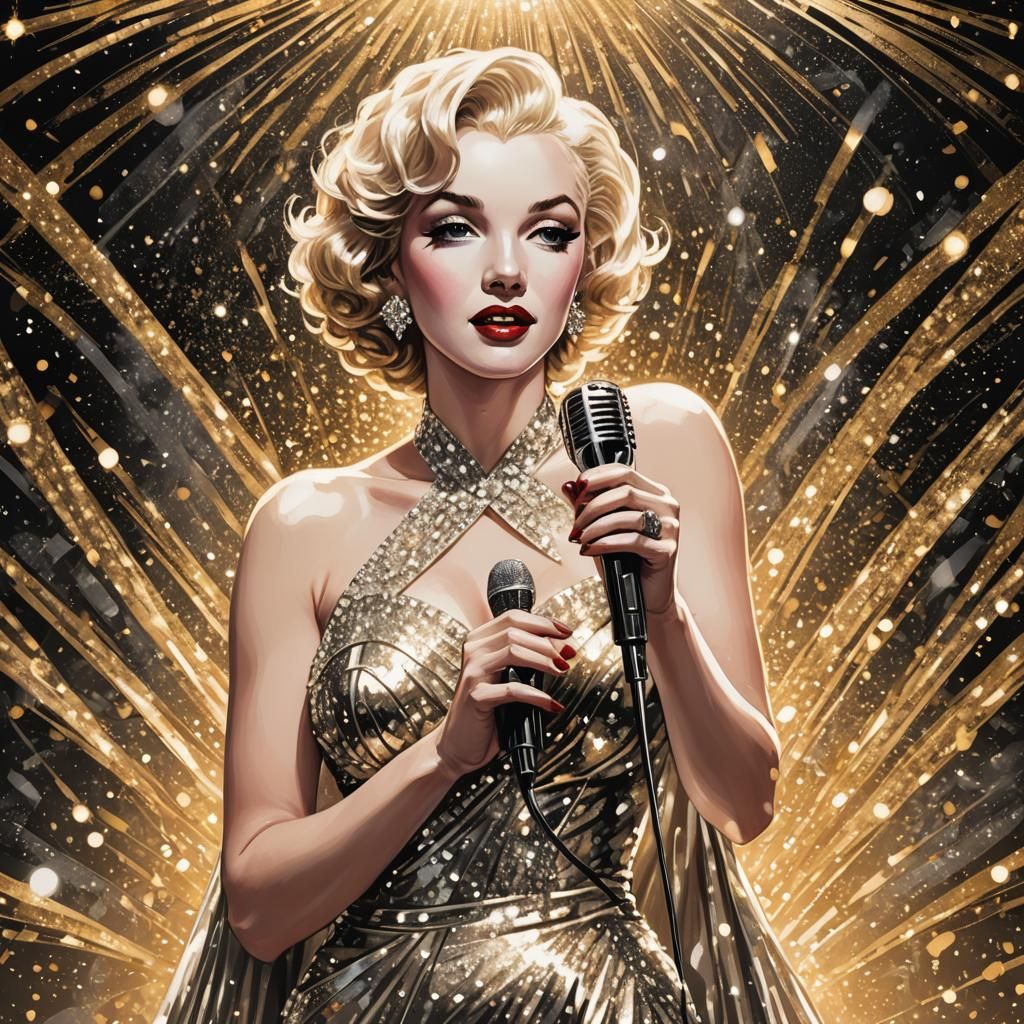 Glamorous Diva Portrait on Stage in Fiction Artwork Style