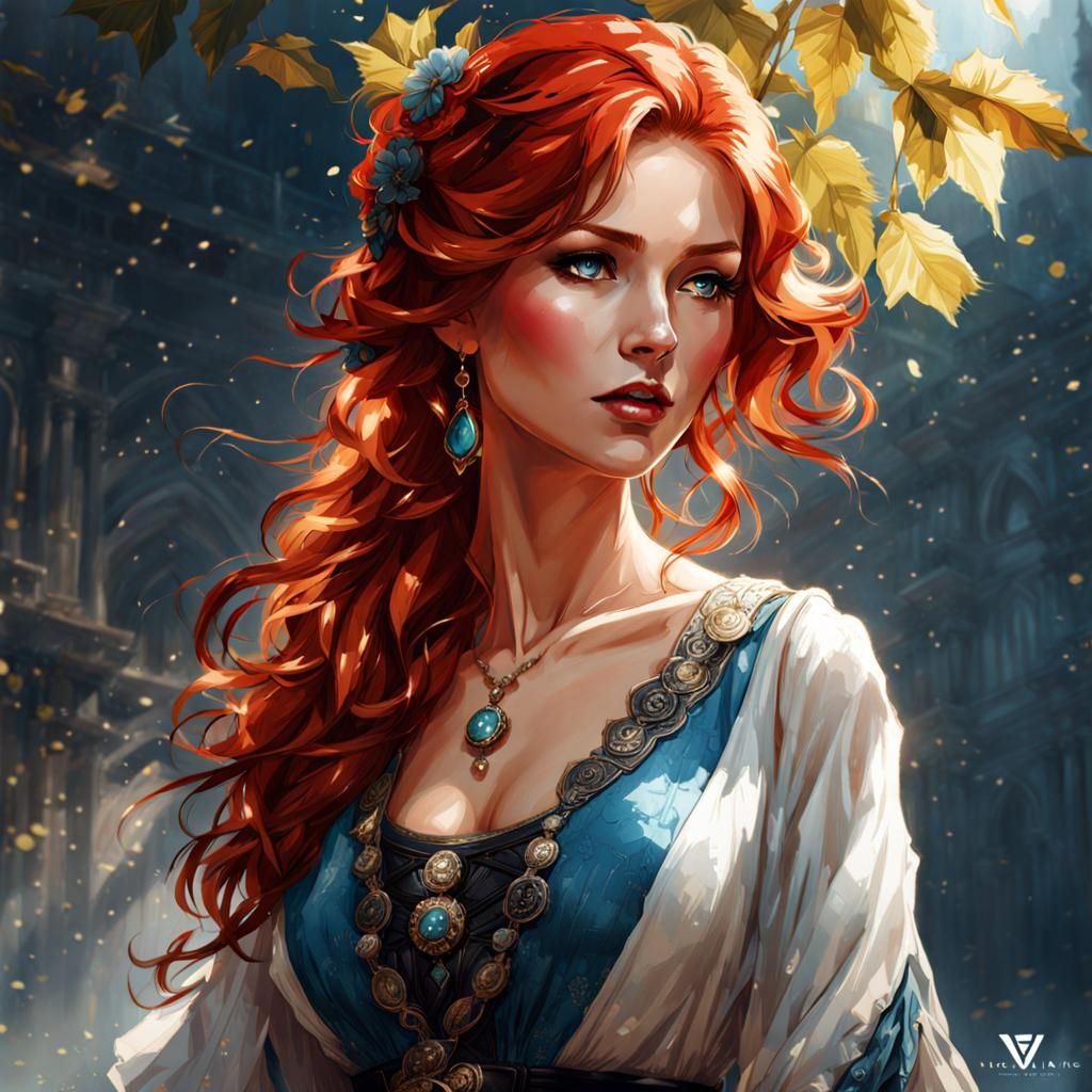 Victorian Beauty in Modern European Ink Style