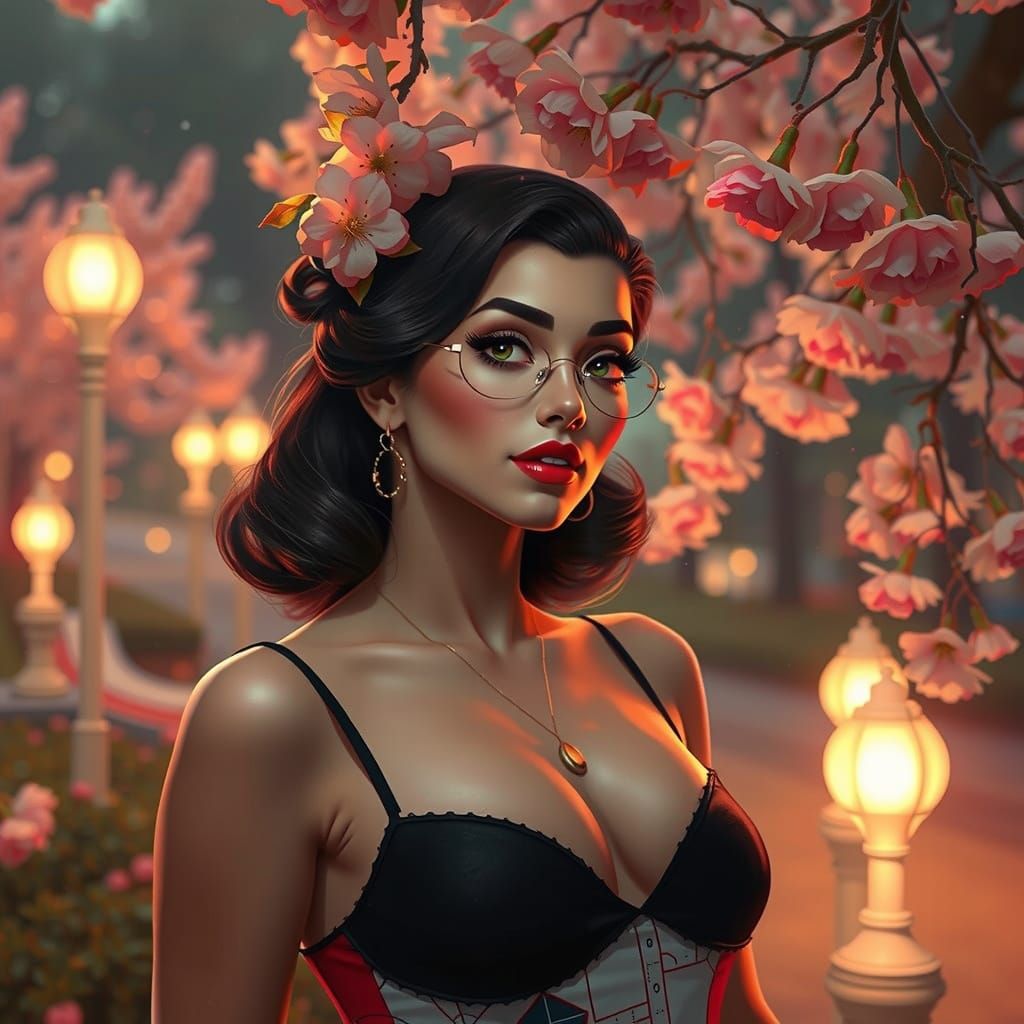 Abstract Pin-Up in Geometric Garden, Luminous Art