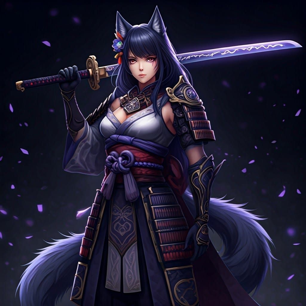 Raiden Shogun as Wolf Girl with Samurai Sword