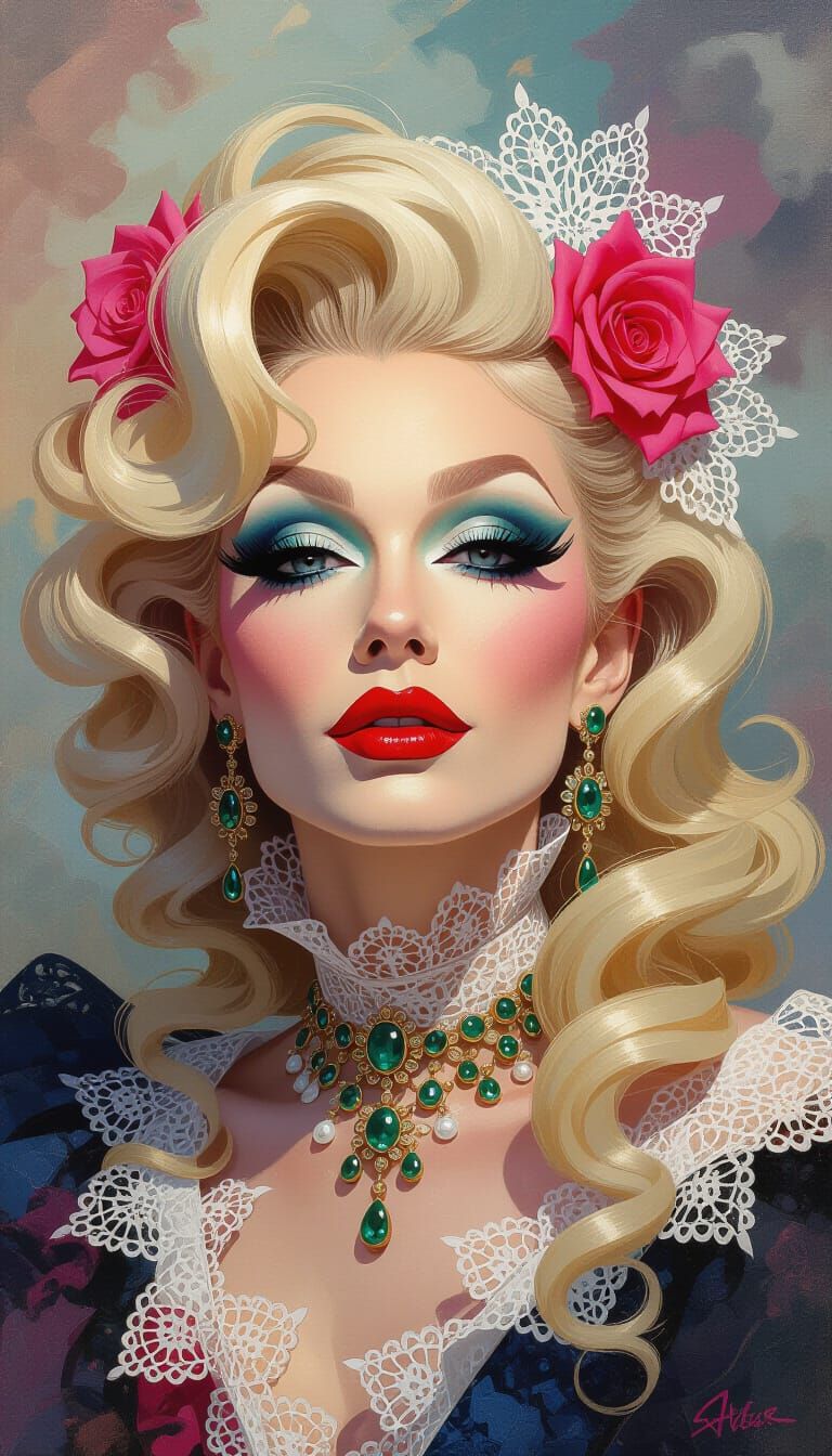 Abstract Portrait of Androgynous Beauty with Lace Features