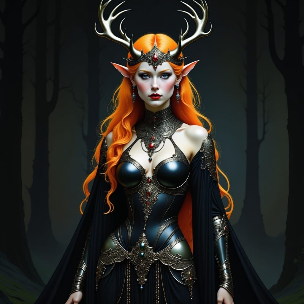 Dark Elf Goddess in Gothic Armor