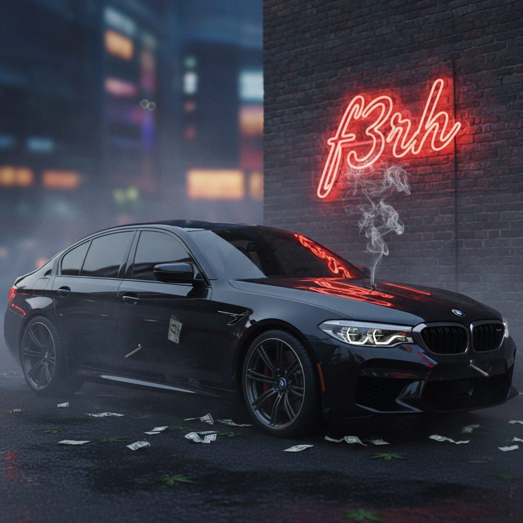 Sleek Black BMW M5 F90 in Misty Atmosphere
