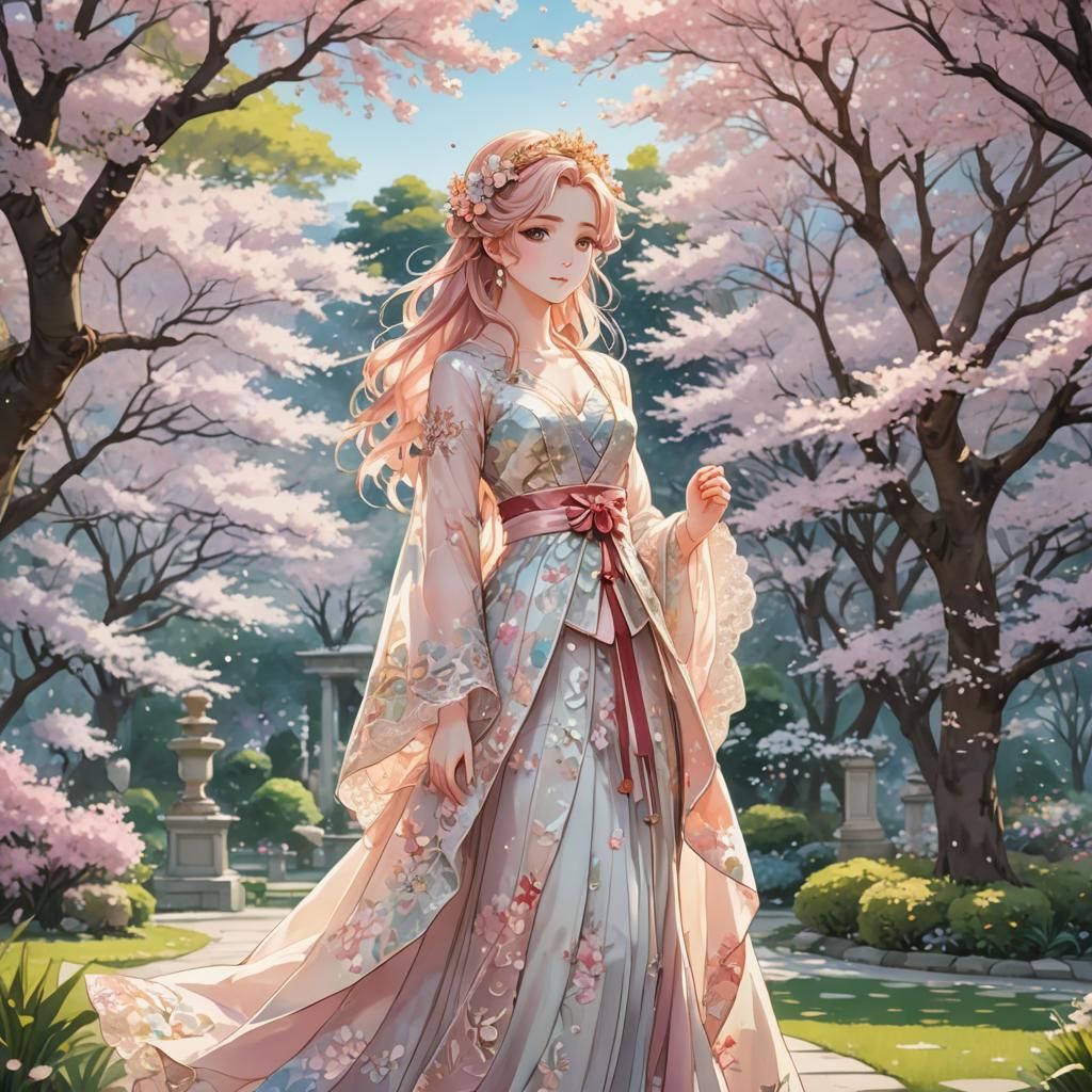 Aphrodite in Wedding Attire, Anime Style Illustration