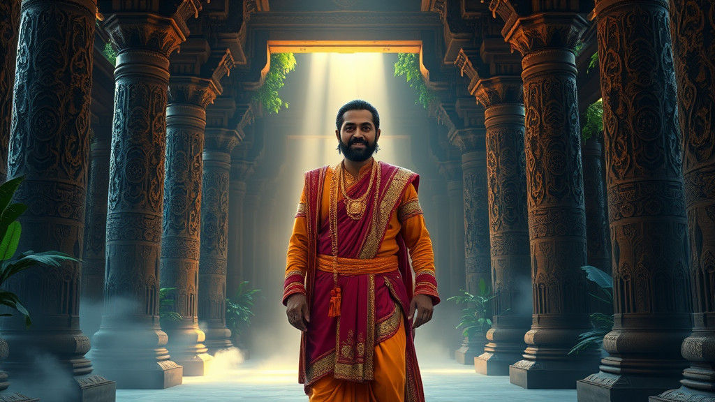 Mystical Indian Teacher in Ancient Temple