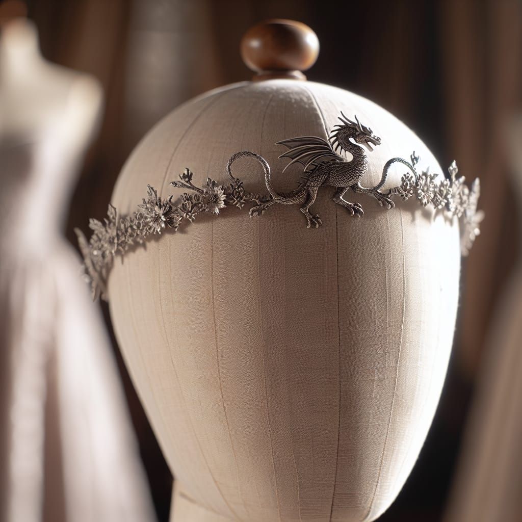 Medieval Princess Headband with Silver Dragon Ornament
