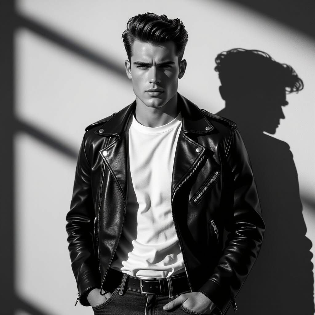 Rebellious Youth: A 1950s Black and White Portrait