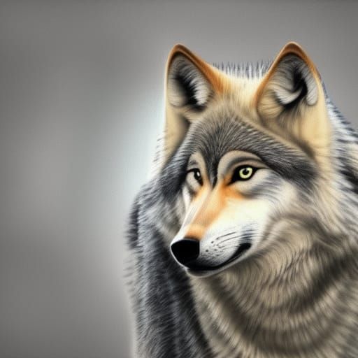 AI-Generated Image of a Solitary Wolf