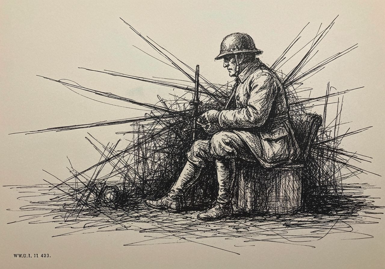 WWI Abstract Sketch in Chiaroscuro Style
