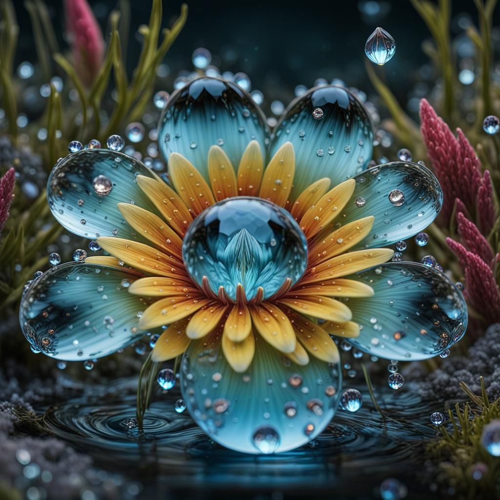 Bioluminescent Water Spirit in Diamond Drop