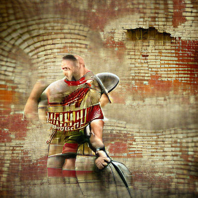 Roman Gladiator Ready for Battle