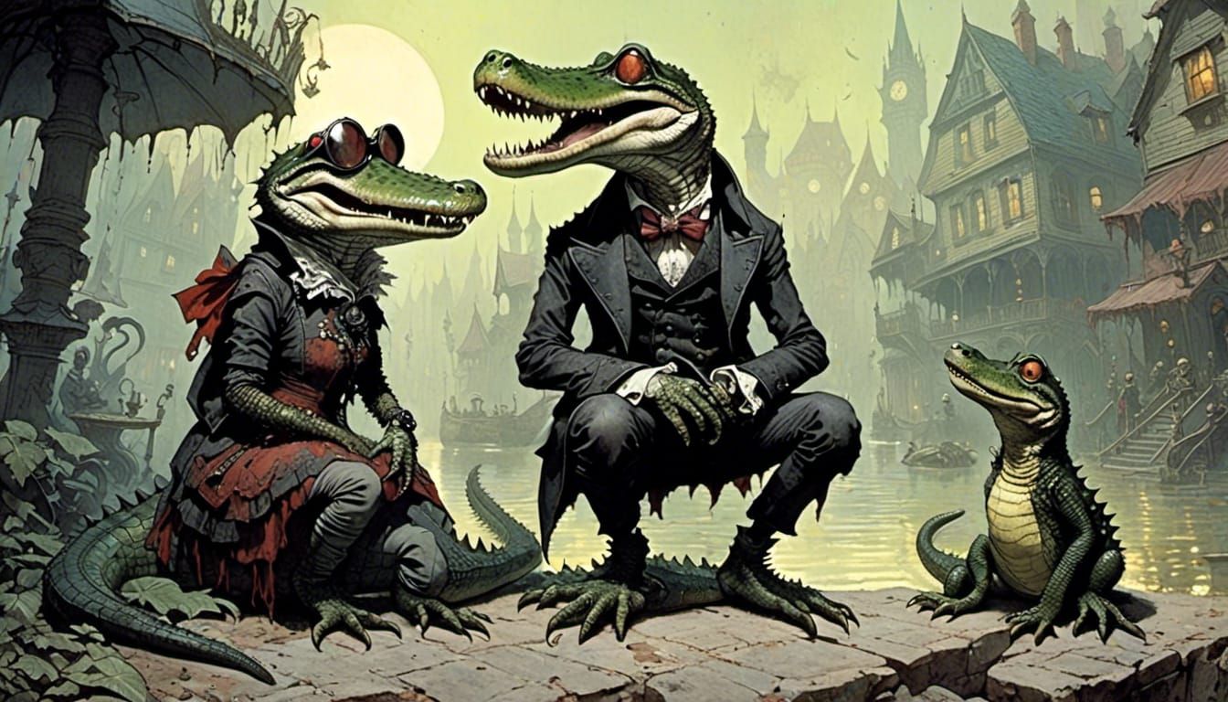 Hipster Alligators Chat: A Whimsical Illustration