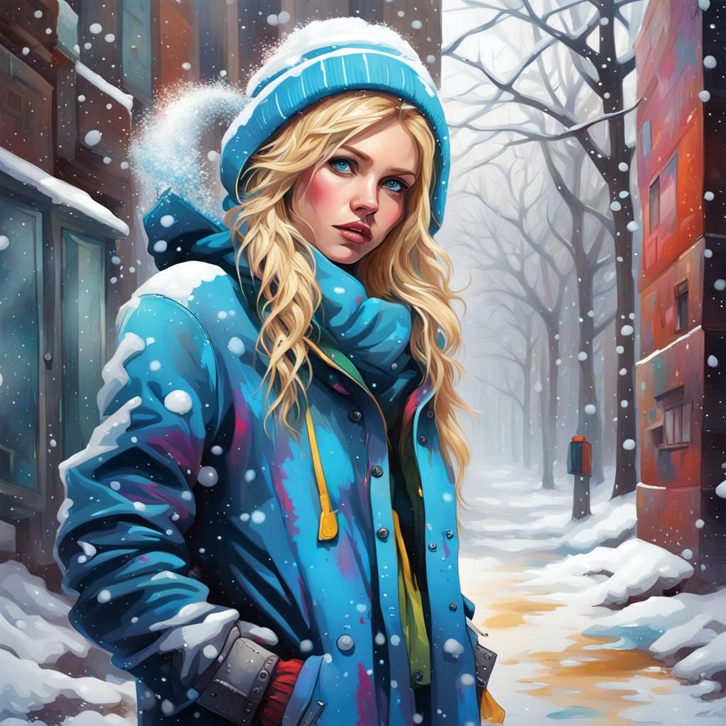 Winter Portrait in Graffiti Street Art Style