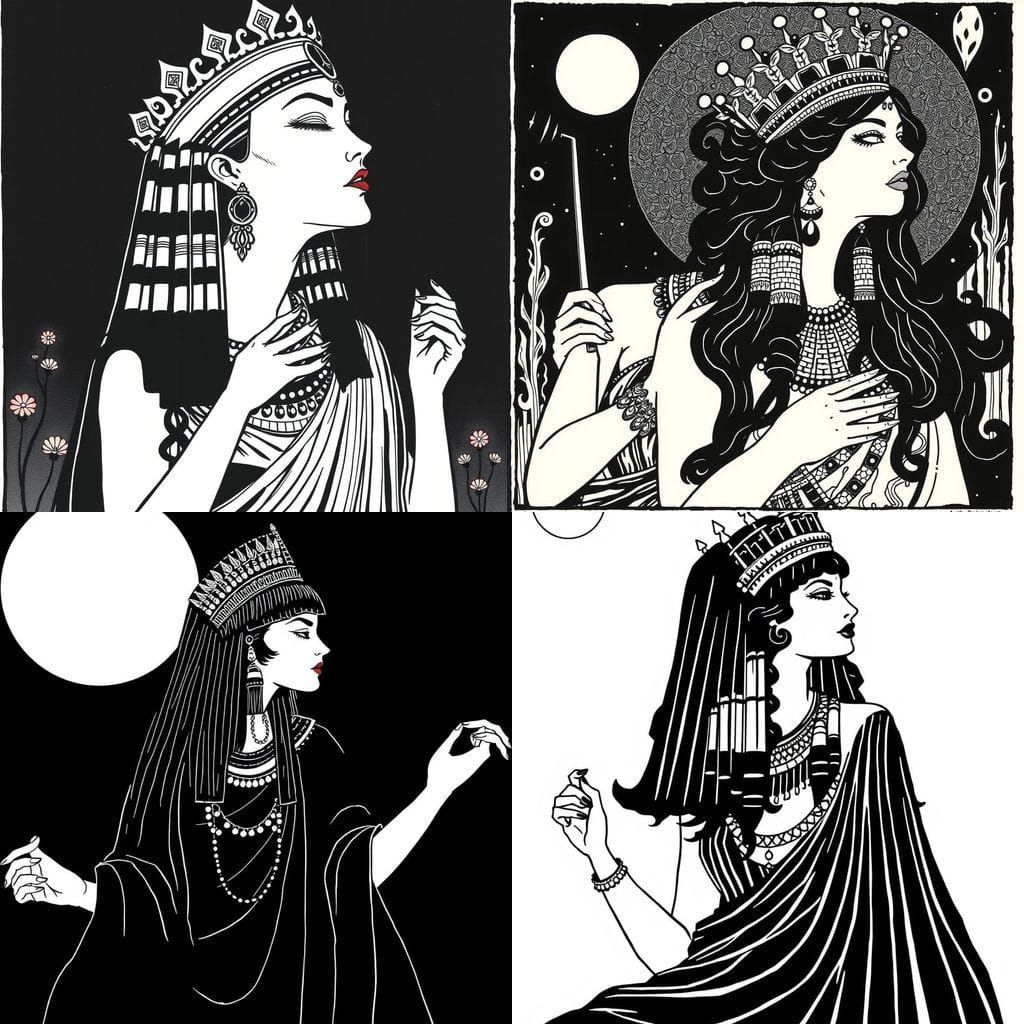Cleopatra in Beardsley's Elegant Black and White