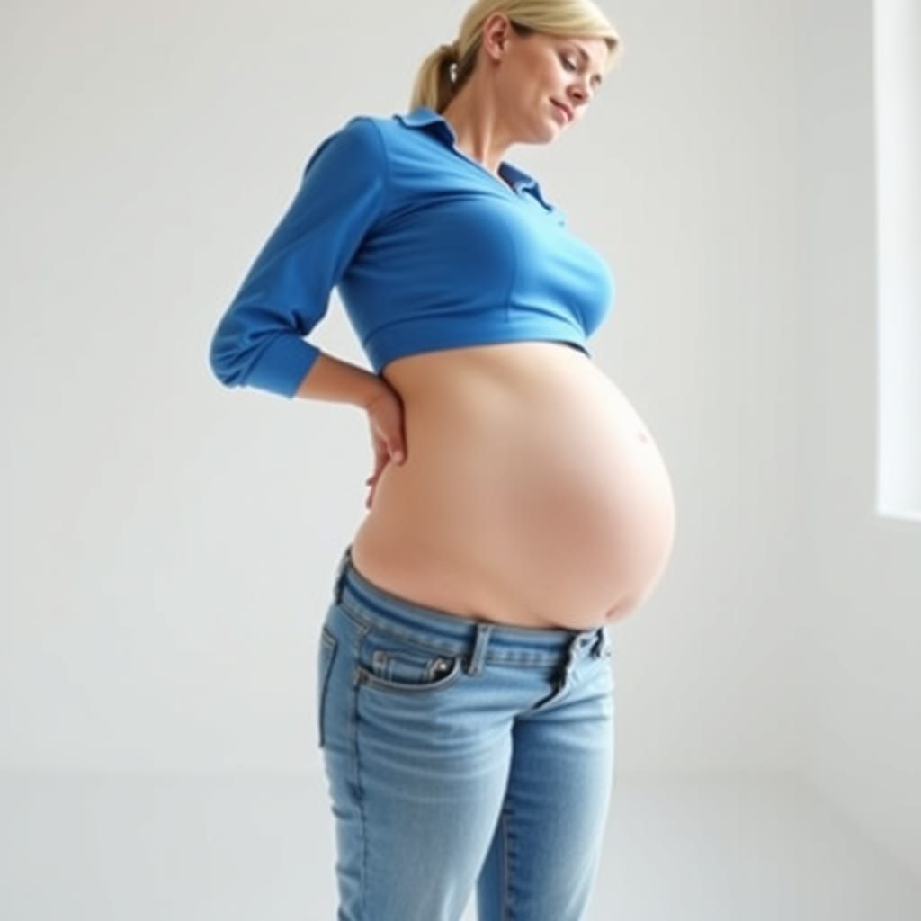 Surreal Image of Woman's Belly Expanding with Air