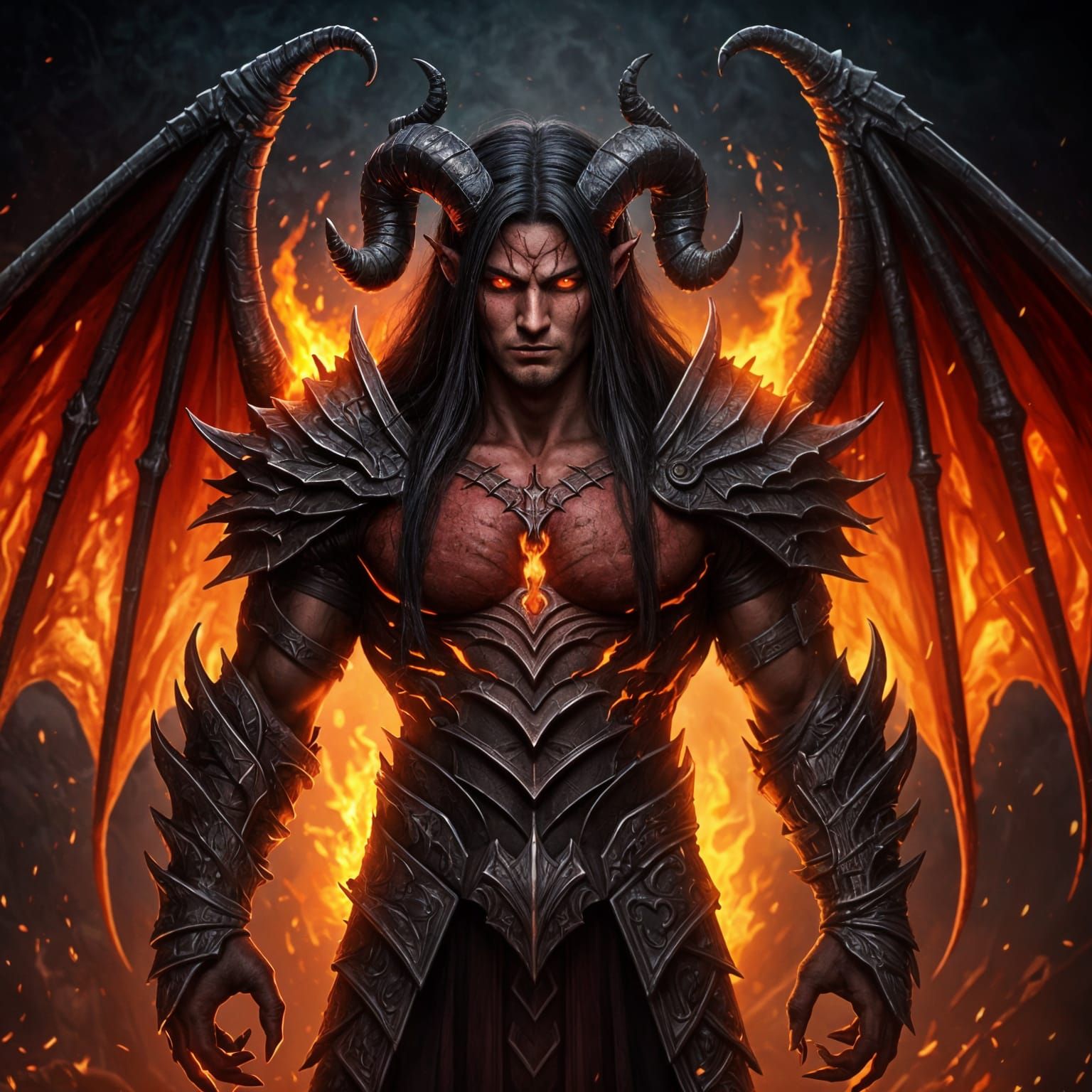Molten Archdevil Embodies Unnatural Beauty with Horns and Wi...