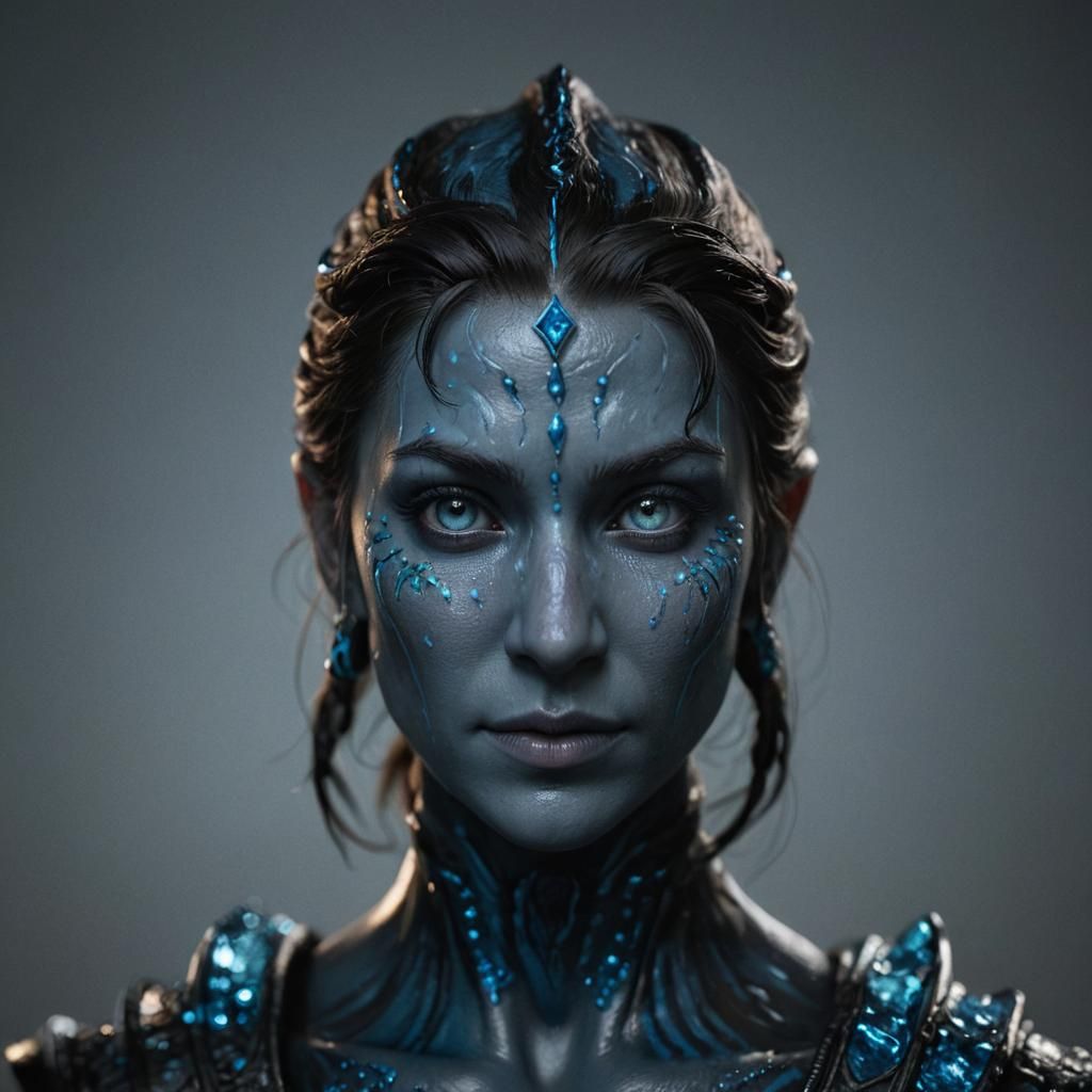 Enameled Skyrim Figurine in Surreal Portrait Photography