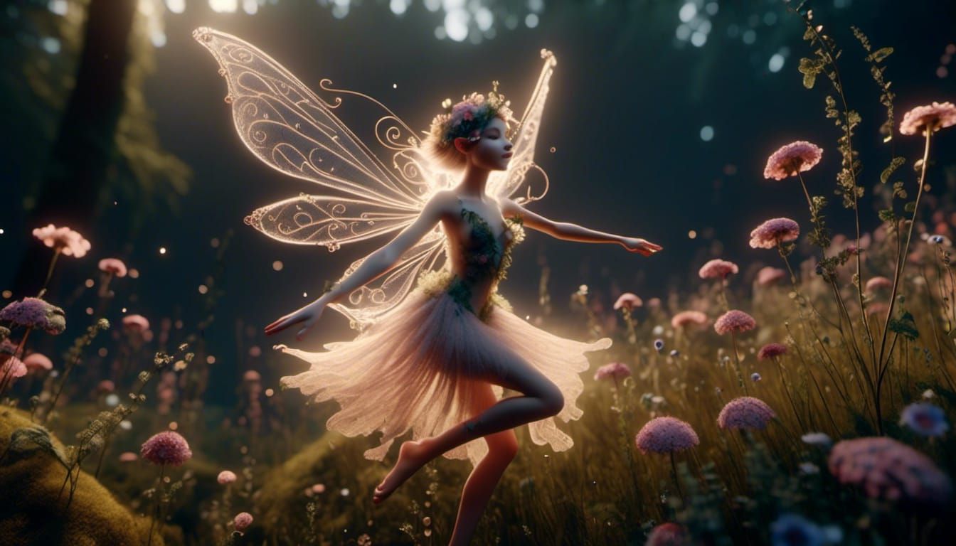 Graceful Fairy Dancing in a Wildflower Field