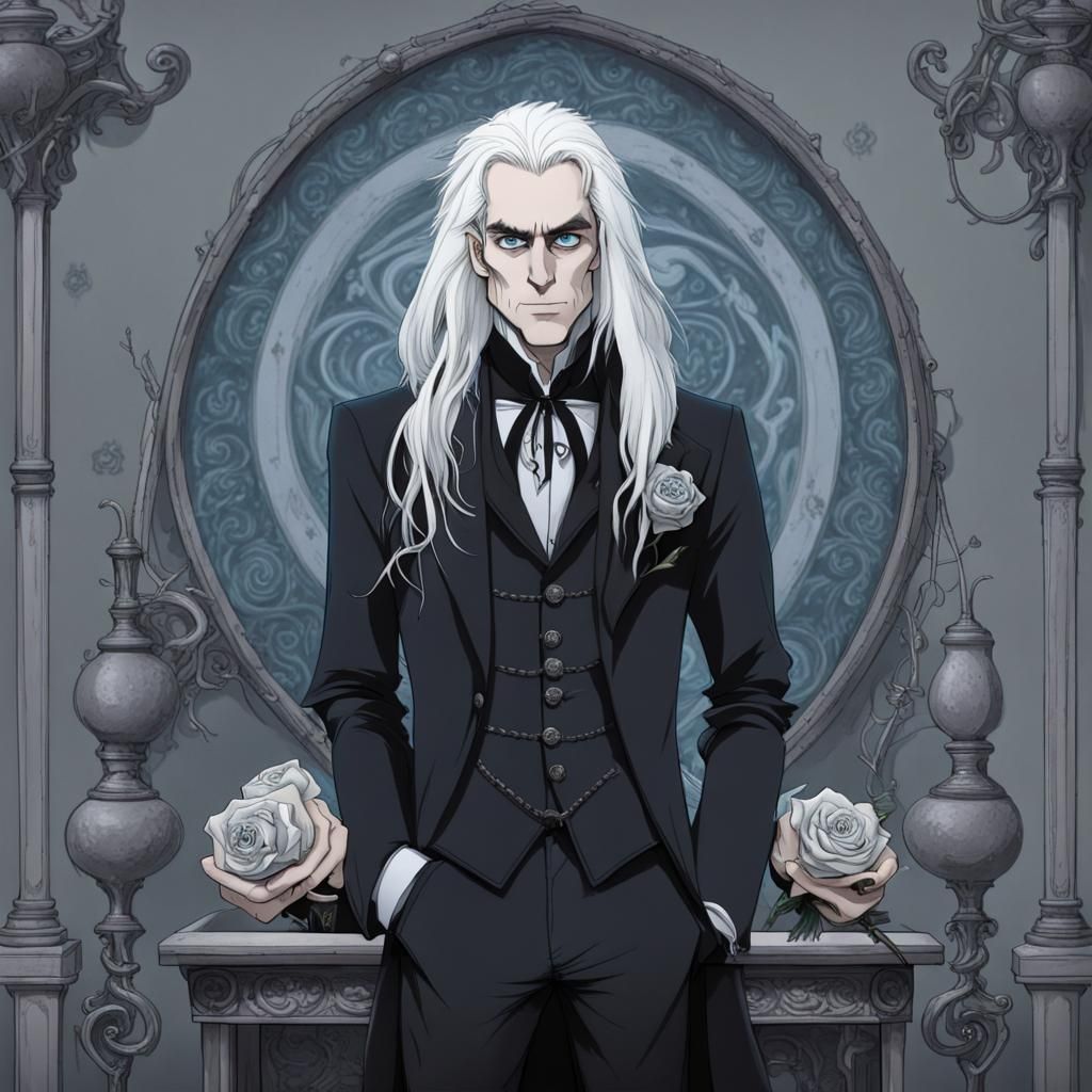 Gothic Man with Silver Rose in Burton Style