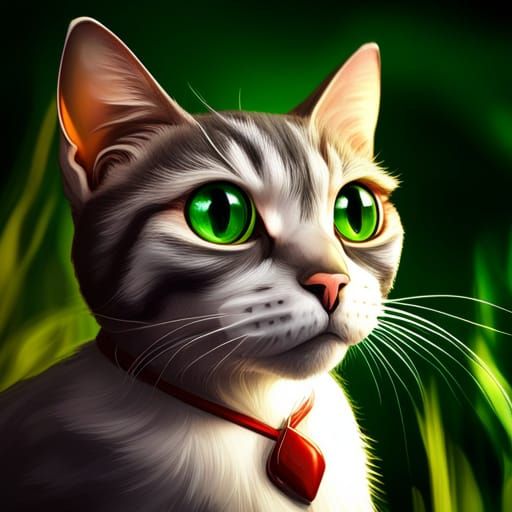Green-Eyed Cat: Detailed Fantasy Concept Art