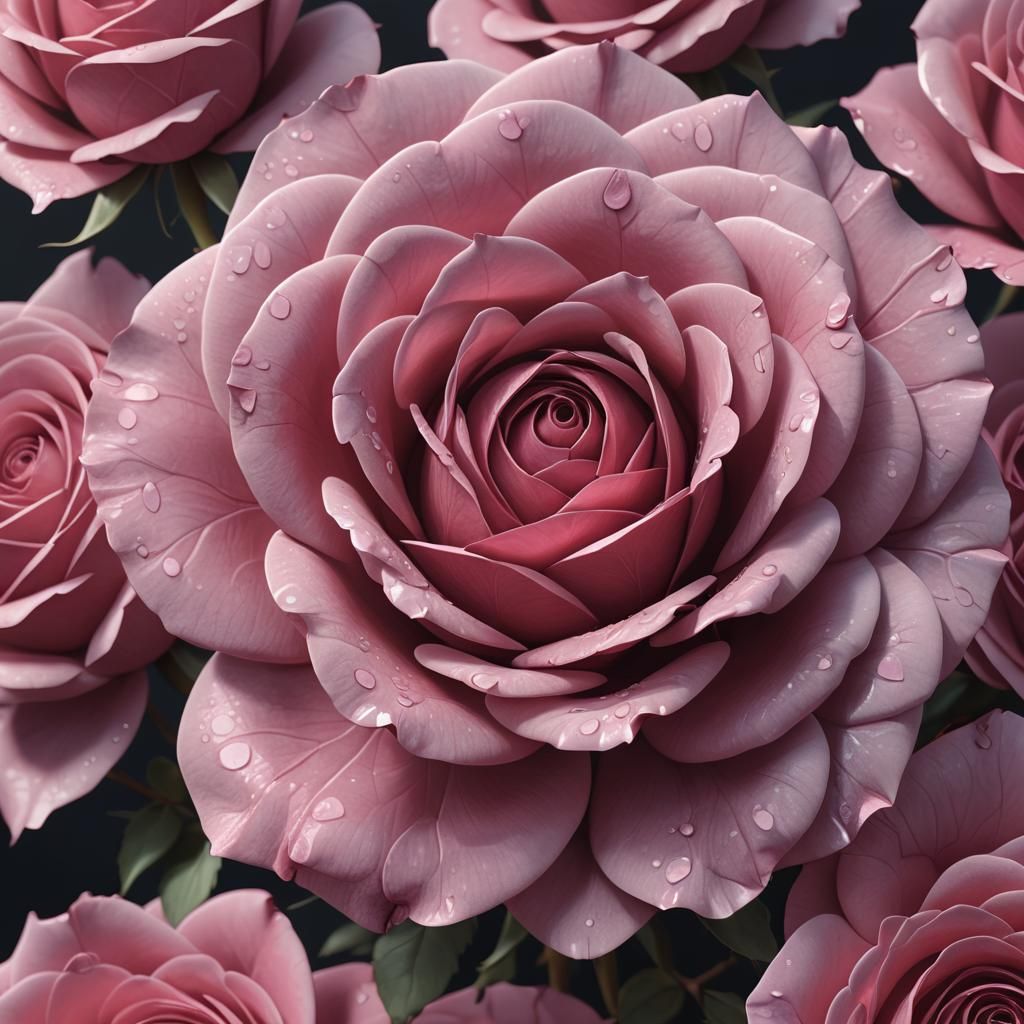 Dark Pink Rose in 3D Anime Style