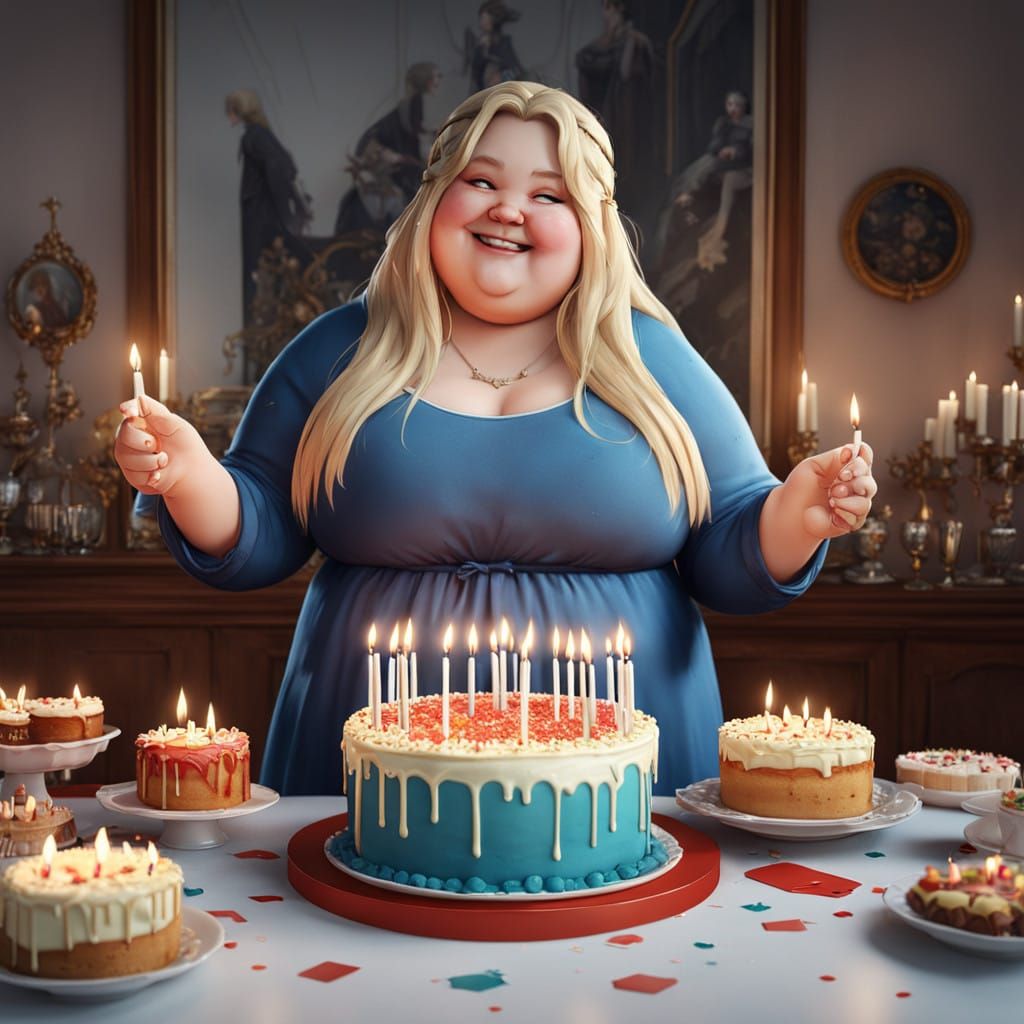 Happy French Birthday Girl Delights in 3D Anime Art