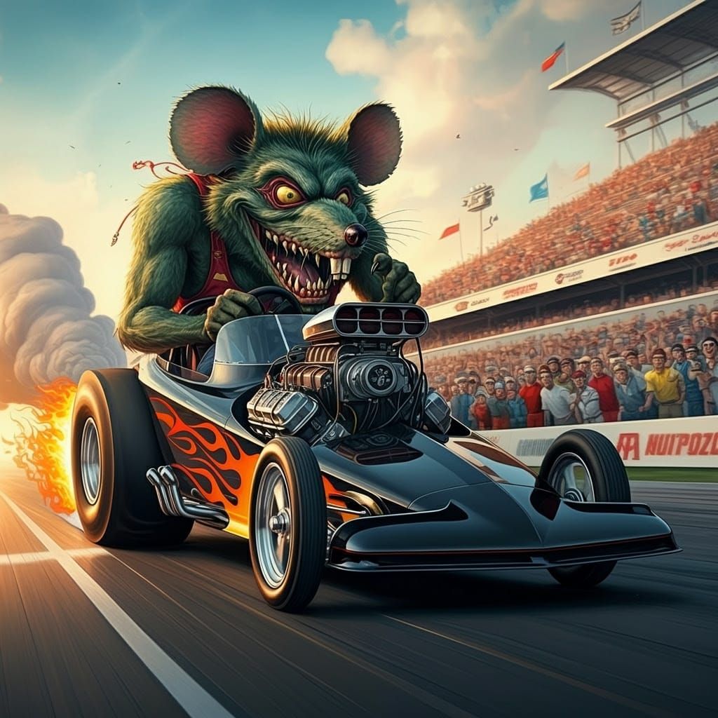 Ratfink Rides a Retro Dragster