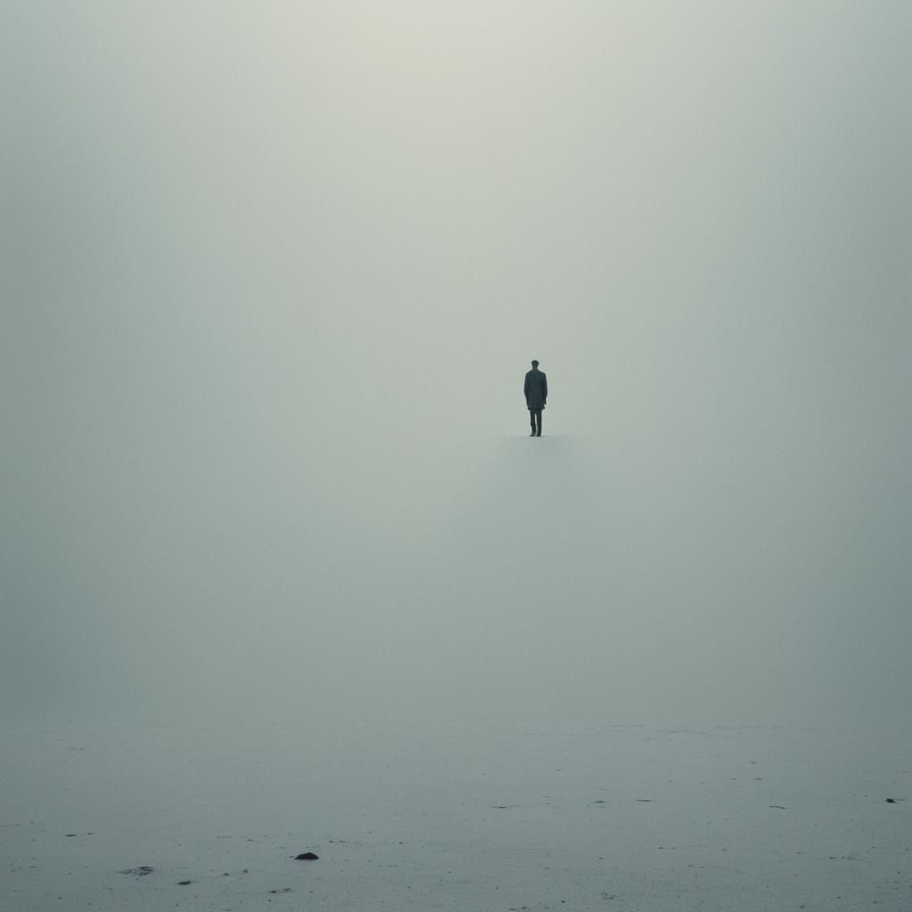 Surreal Figure in Endless White Void