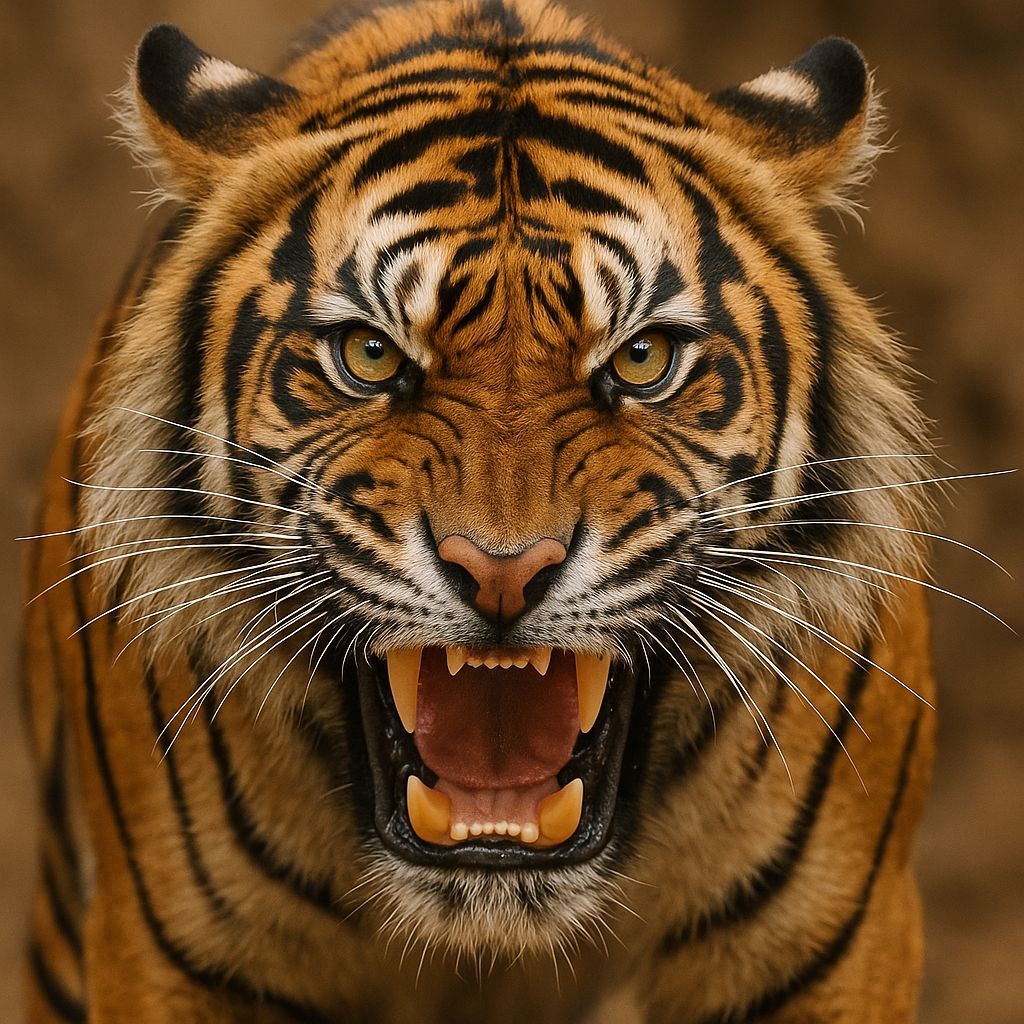 Regal Fierce Tiger Portrait in Vivid Colors