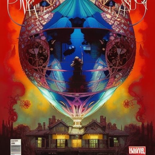 House Suspended by Balloons: Surreal Cover Art