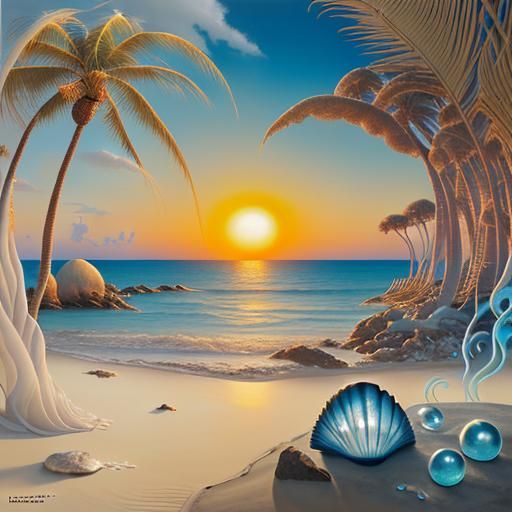 Surreal Beach Sunset in Salvador Dali Style