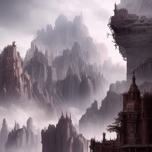 Epic Terrifying Mountain in Dramatic Digital Painting