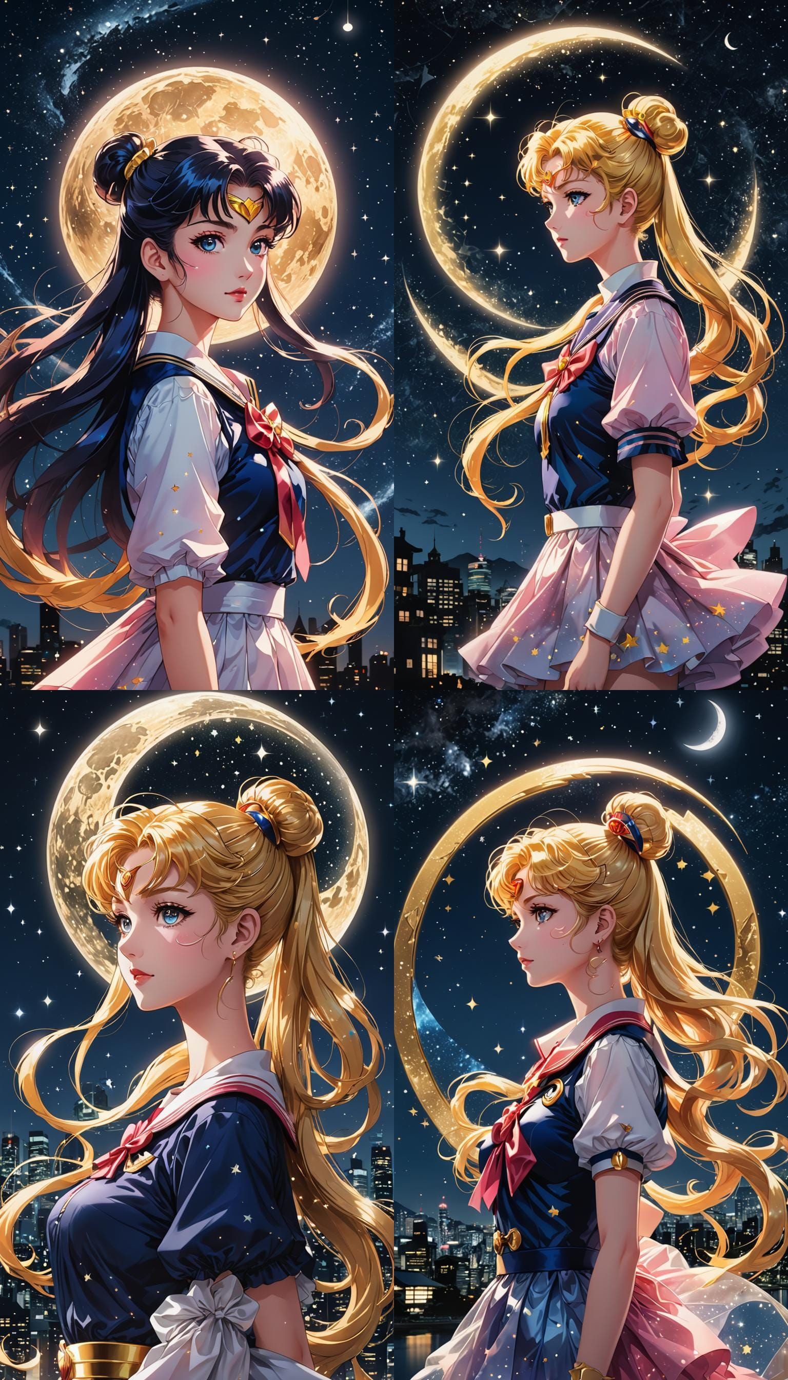 Sailor Moon Double Exposure in Manga Style