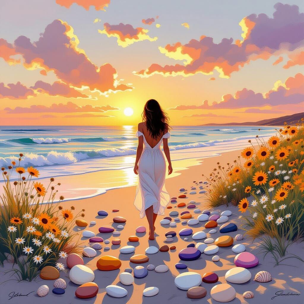 Sunset Beach Walk in Baroque Style