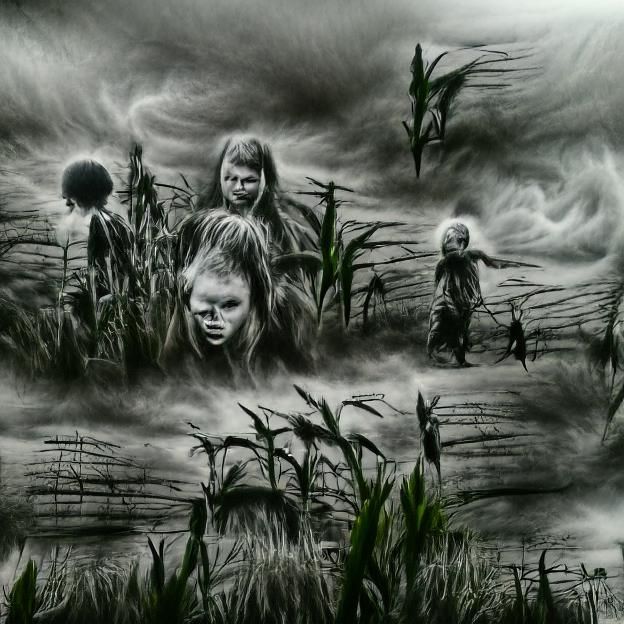 Stylized Cornfield at Dusk