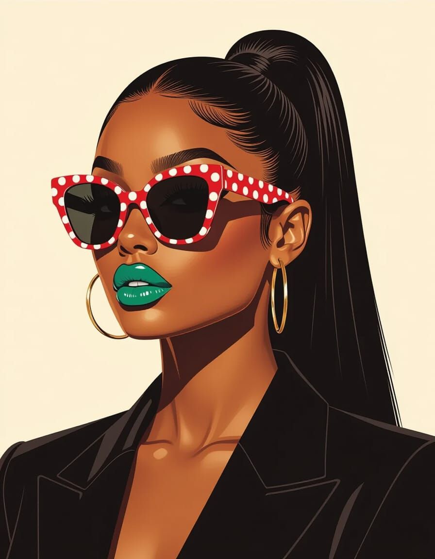 Pop Art Portrait of Woman with Sunglasses