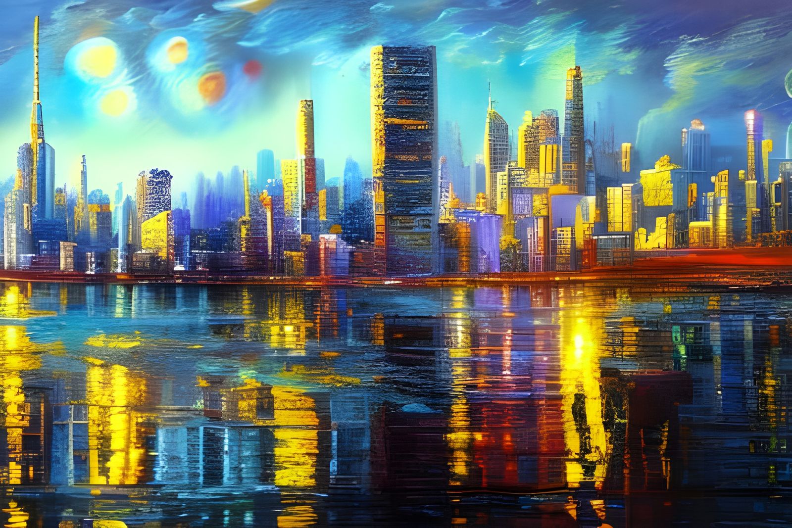 Prismatic Cityscape in Expressionist Style