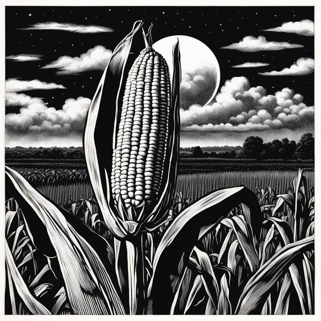 scratchboard art: An Ear of Corn