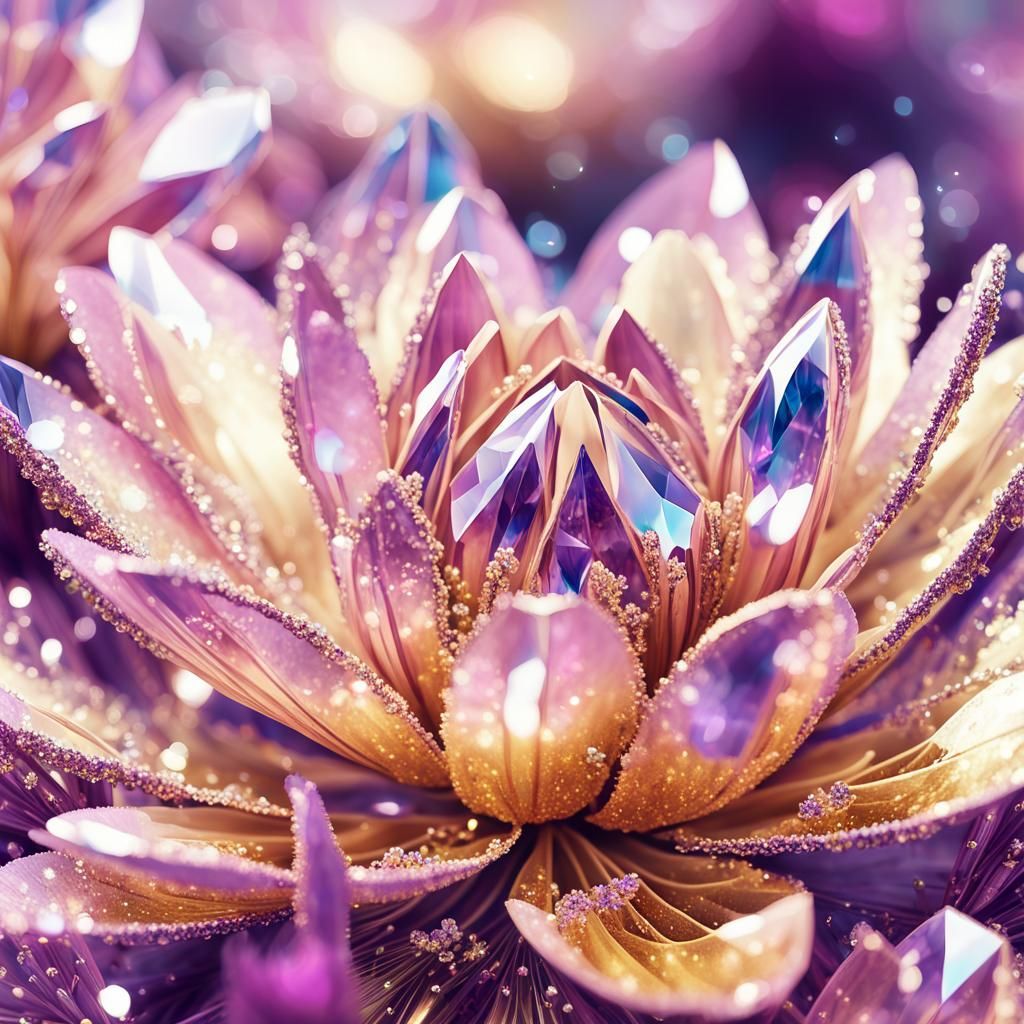 Glittering Crystals and Flowers in Macro Photography