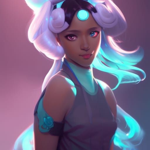 Black Hatsune Miku Portrait in Hyperdetailed Style