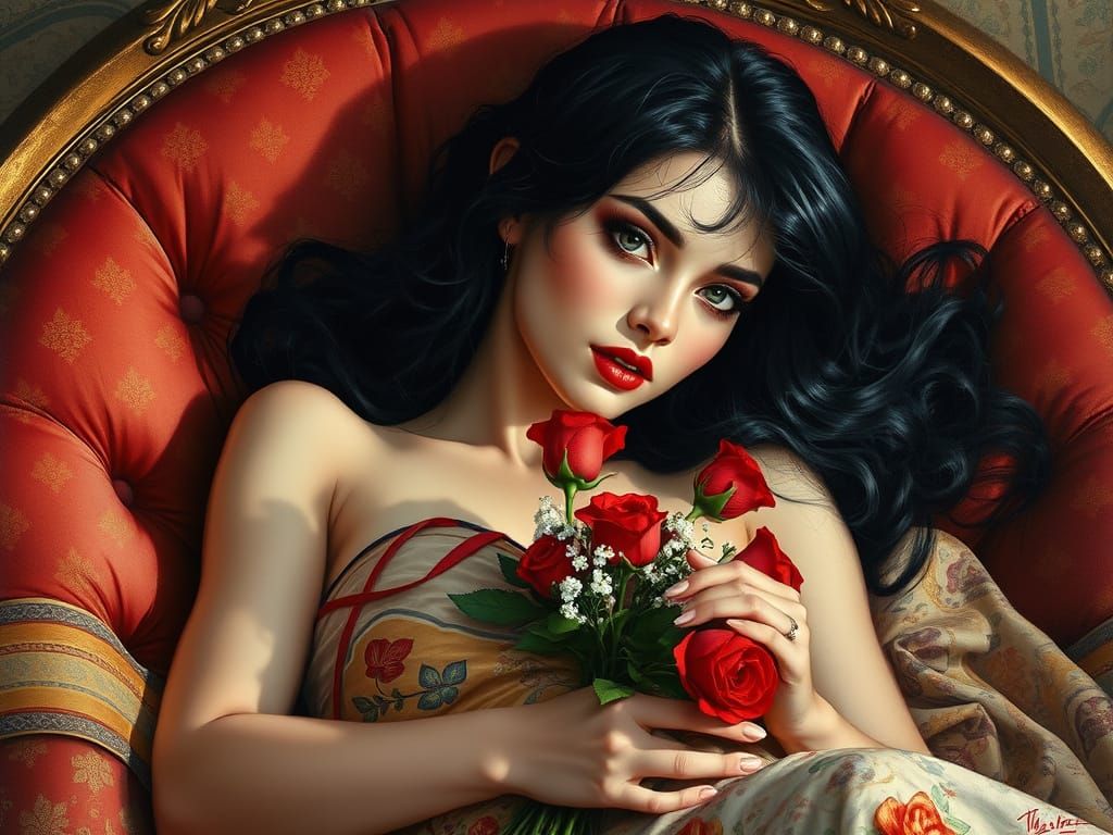 Ethereal Valentine's Day Portrait in Klimt's Style