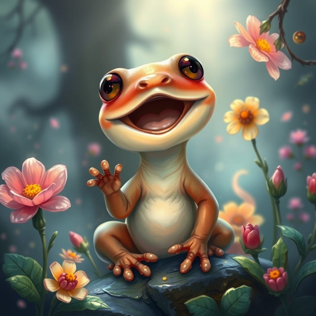 Laughing Salamander in Ethereal Fantasy Setting