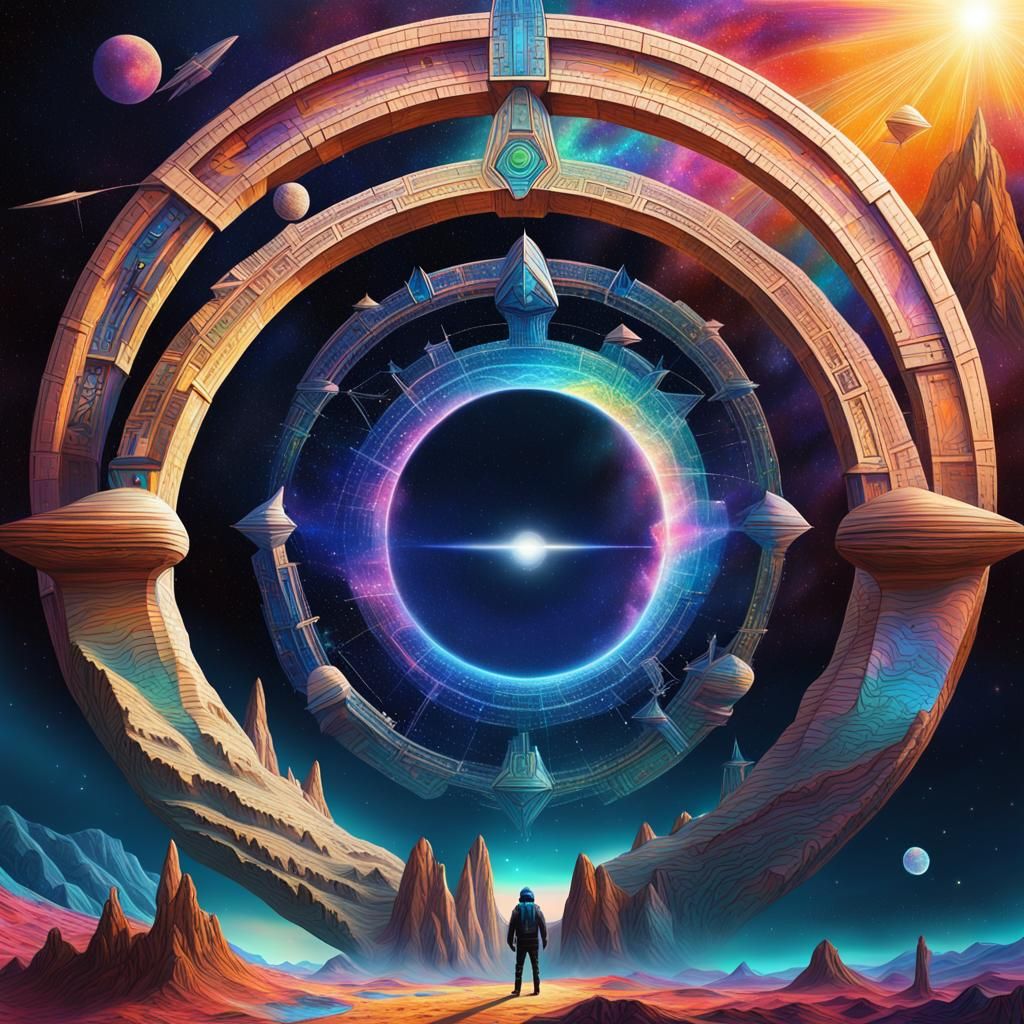 Stargate Portal in Colorful Alien Landscape